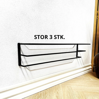 stor skohylde sort, bagplade