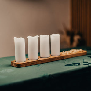 Aflang lysestage 58 cm.