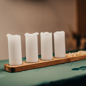 Aflang lysestage 58 cm.