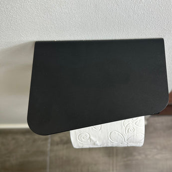 Holder til toiletpapir med hylde, sort