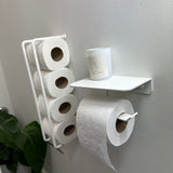 Holder til toiletpapir med hylde, hvid
