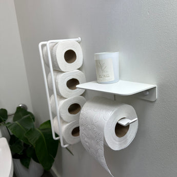 Holder til toiletpapir med hylde, hvid