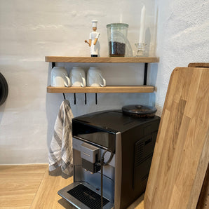 træhylde sort, kroge