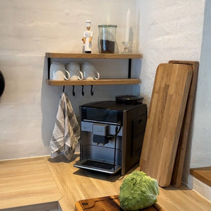 træhylde sort , kroge