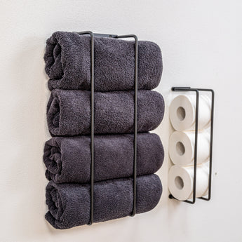 håndklæde- og toiletpapirsholder, sort