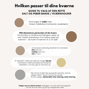 Guide til valg af korrekt størrelse kværnholder / salt og peber bakke