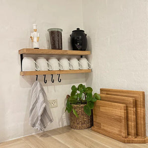 Hylde egetræ/stål, stor m. 4 kroge