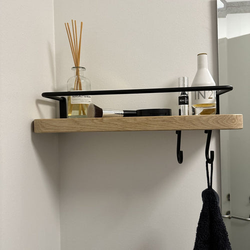 Hylde egetræ/stål, Lille m. 2 kroge