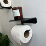 Holder til toiletpapir med hylde, sort 