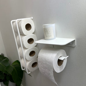 Holder til toiletpapir med hylde, hvid
